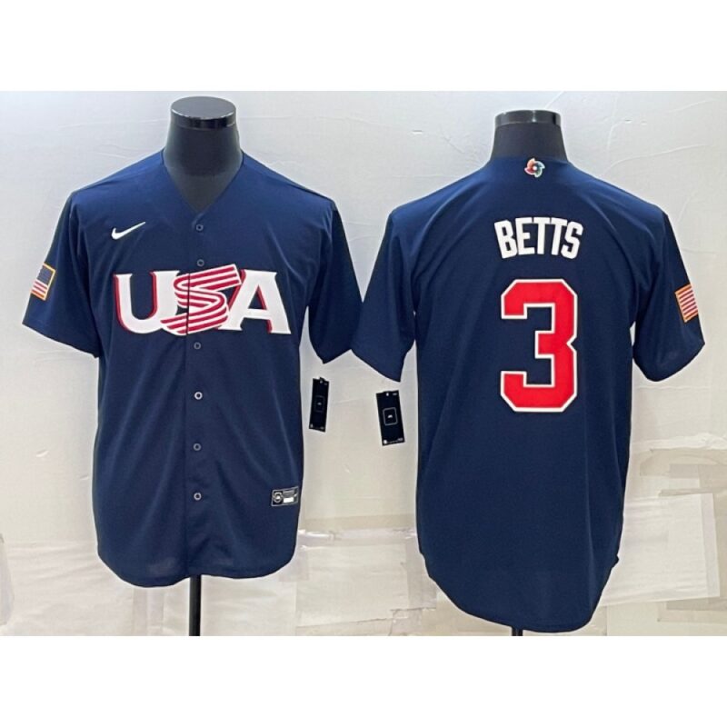 6863876b1bf54_1 Men's USA Baseball #3 Mookie Betts 2023 Navy World Baseball Classic Stitched Jersey
