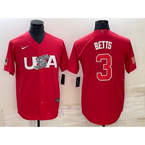 6863876e42f78_1 Men's USA Baseball #3 Mookie Betts 2023 Red World Baseball Classic Stitched Jersey