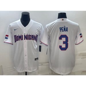 68638771a6ff8_1 Men's Dominican Republic Baseball #3 Jeremy Pena 2023 White World Baseball Classic Stitched Jersey