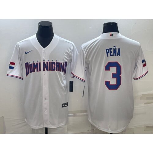 68638771a6ff8_1 Men's Dominican Republic Baseball #3 Jeremy Pena 2023 White World Baseball Classic Stitched Jersey
