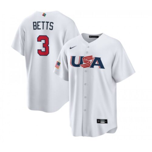6863877598045_1 Men's USA Baseball #3 Mookie Betts 2023 White World Baseball Classic Stitched Jersey