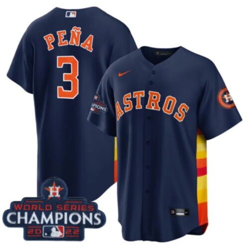 686387a8ebe2a_1 Youth Houston Astros #3 Jeremy Pena Navy 2022 World Series Champions Stitched BaseballJersey