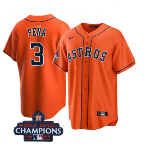 686387b1164a5_1 Youth Houston Astros #3 Jeremy Pena Orange 2022 World Series Champions Stitched BaseballJersey