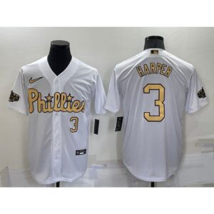 686387c1953ce_1 Men's Philadelphia Phillies #3 Bryce Harper 2022 All-Star White Cool Base Stitched Baseball Jersey