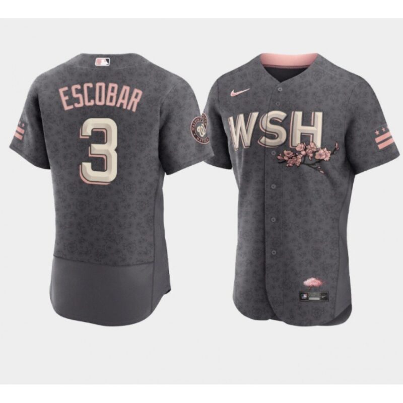 68638805e15c4_1 Men's Washington Nationals #3 Alcides Escobar 2022 Grey City Connect Cherry Blossom Flex Base Stitched MLB Jersey
