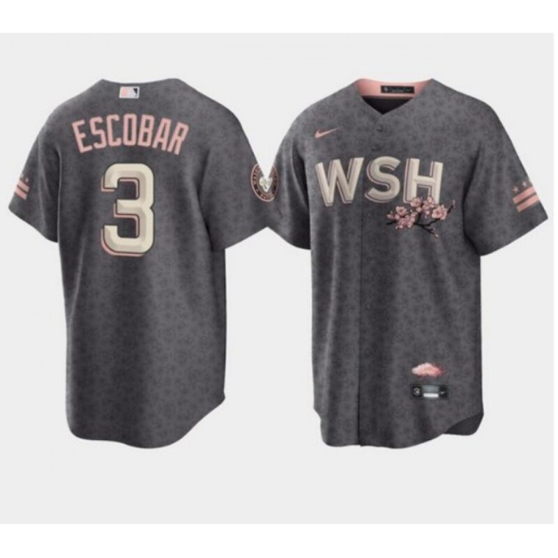 6863880917824_1 Men's Washington Nationals #3 Alcides Escobar 2022 Grey City Connect Cherry Blossom Cool Base Stitched Jersey