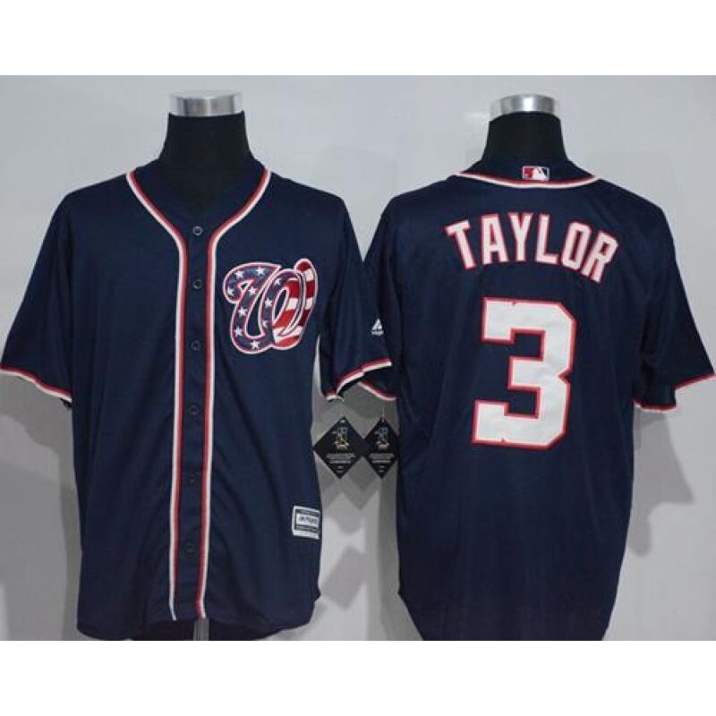 6863880fdbe9f_1 Nationals #3 Michael Taylor Navy Blue New Cool Base Stitched MLB Jersey