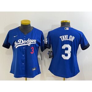 6863881cf2c8e_1 Women's Los Angeles Dodgers #3 Chris Taylor Royal City Connect Stitched Baseball Jersey(Run Small)