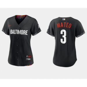 686388229c3b3_1 Women's Baltimore Orioles #3 Jorge Mateo Black 2023 City Connect Stitched Baseball Jersey(Run Small)