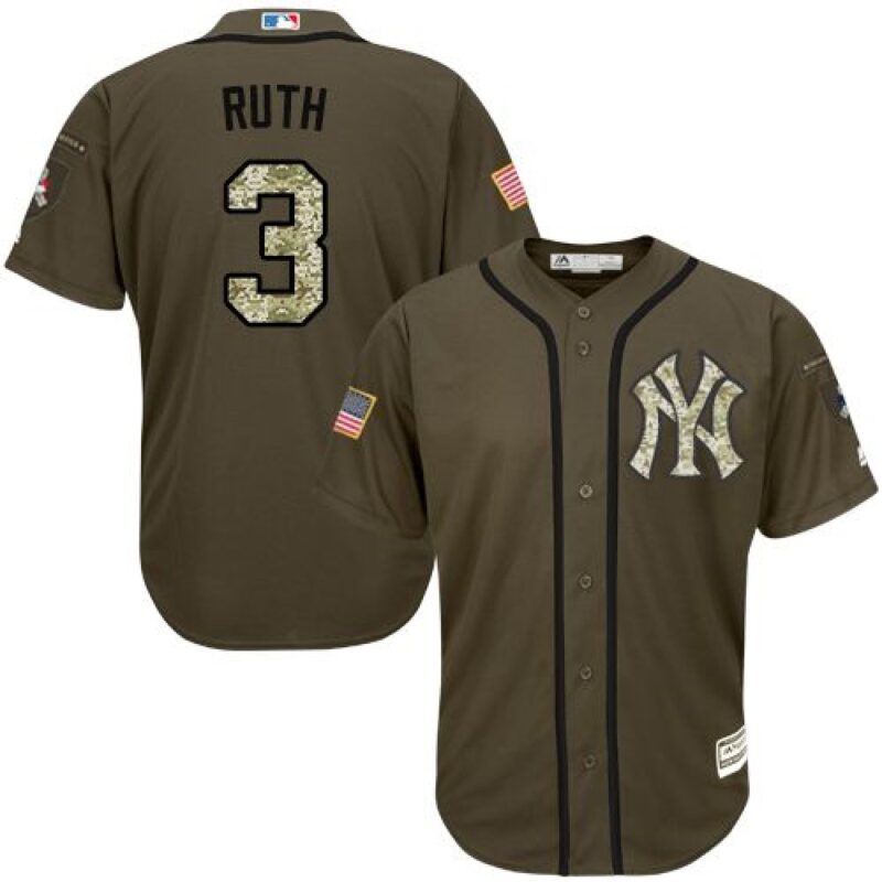 6863882dd5366_1 Yankees #3 Babe Ruth Green Salute to Service Stitched Youth MLB Jersey