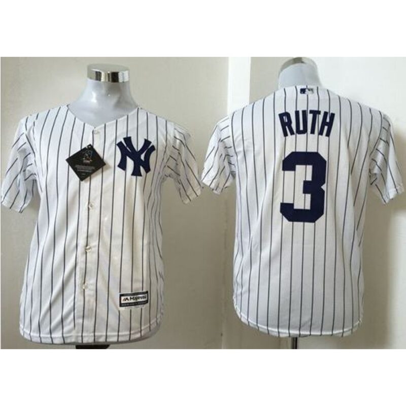 68638830774b2_1 Yankees #3 Babe Ruth White Name Back Stitched Youth MLB Jersey