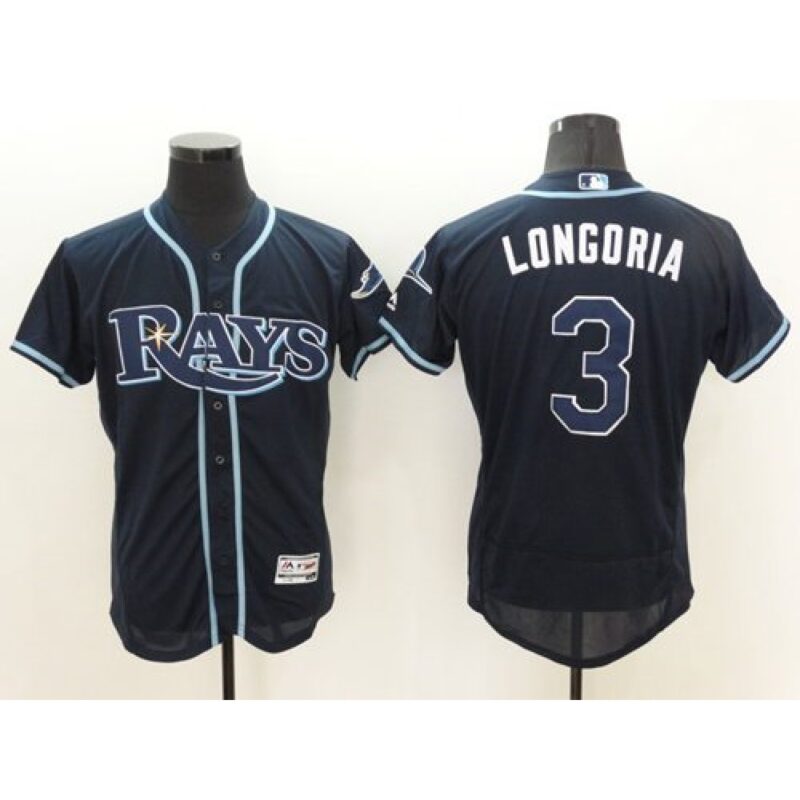 6863883c9c9ba_1 Rays #3 Evan Longoria Dark Blue Flexbase Authentic Collection Stitched MLB Jersey