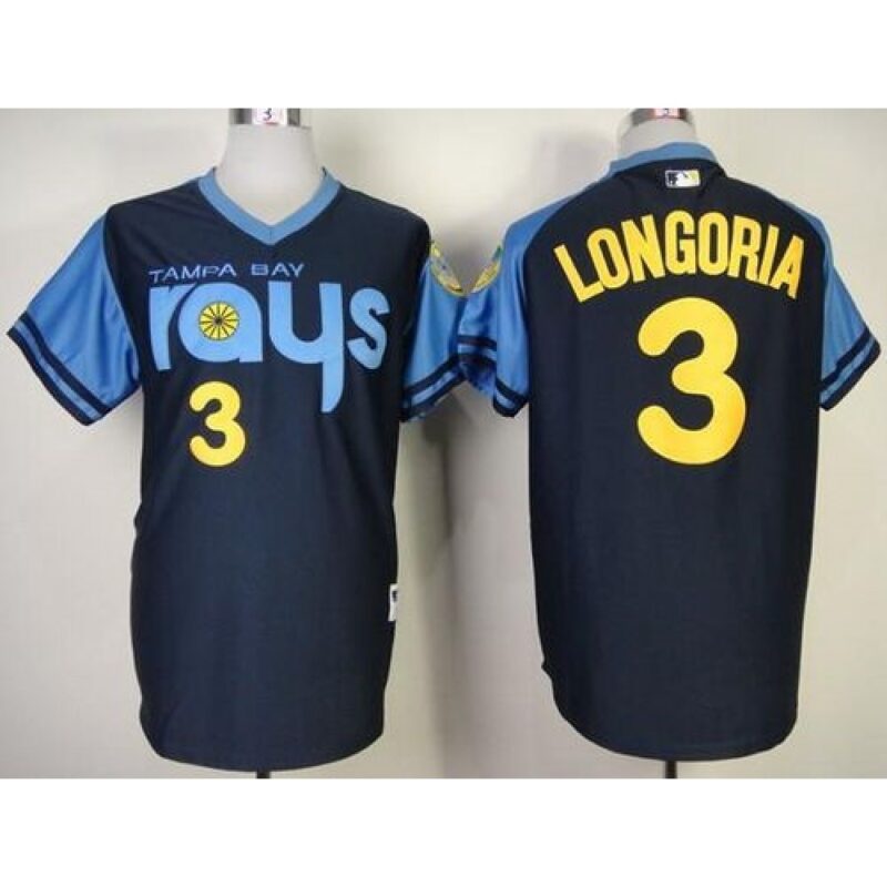 6863884a0fb35_1 Rays #3 Evan Longoria Dark Blue 1970's Turn Back The Clock Stitched MLB Jersey
