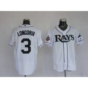 68638853b99da_1 Rays #3 Evan Longoria Stitched White MLB Jersey