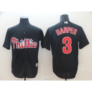 686388aed8003_1 Men's Philadelphia Phillies #3 Bryce Harper Black Cool Base Stitched MLB Jersey