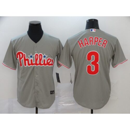 686388c93f869_1 Men's Philadelphia Phillies #3 Bryce Harper Grey Cool Base Stitched MLB Jersey