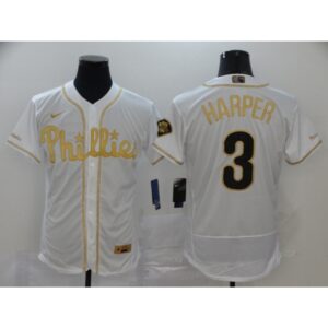 686388d330191_1 Men's Philadelphia Phillies #3 Bryce Harper White Golden Stitched MLB Jersey