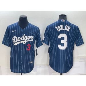 686388dd9e8c6_1 Men's Los Angeles Dodgers #3 Chris Taylor Navy Cool Base Stitched Baseball Jersey