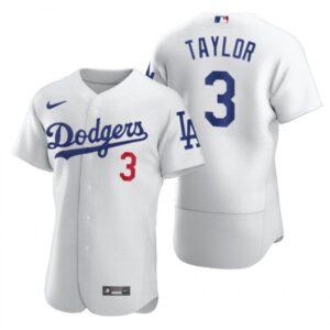 686388f20bf37_1 Men's Los Angeles Dodgers #3 Chris Taylor White Flex Base Stitched Jersey