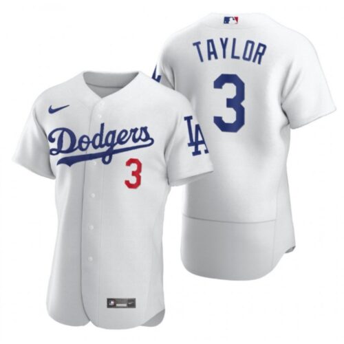 686388f20bf37_1 Men's Los Angeles Dodgers #3 Chris Taylor White Flex Base Stitched Jersey