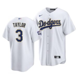 686388f56283a_1 Men's Los Angeles Dodgers #3 Chris Taylor White Gold Championship Cool Base Stitched Baseball Jersey