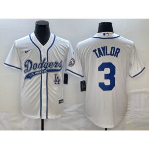 686388f8c8da0_1 Men's Los Angeles Dodgers #3 Chris Taylor With Patch Cool Base Stitched Baseball Jersey