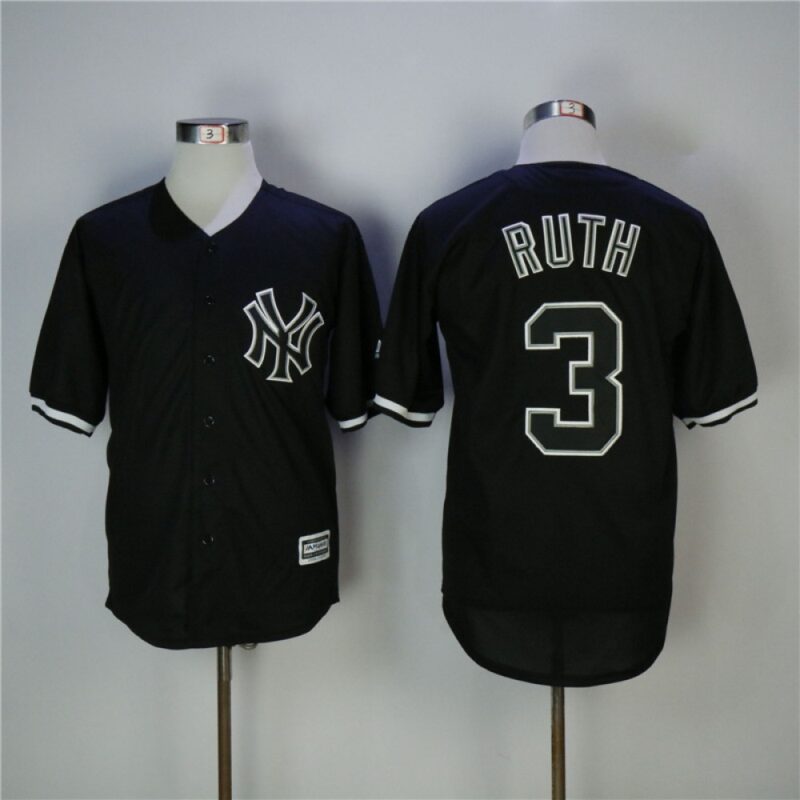 686388fc4eb74_1 Men's New York Yankees #3 Babe Ruth Black Cool Base Stitched MLB Jersey