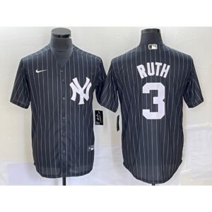 686388ffab03f_1 Men's New York Yankees #3 Babe Ruth Black Cool Base Stitched Baseball Jersey