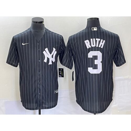 686388ffab03f_1 Men's New York Yankees #3 Babe Ruth Black Cool Base Stitched Baseball Jersey