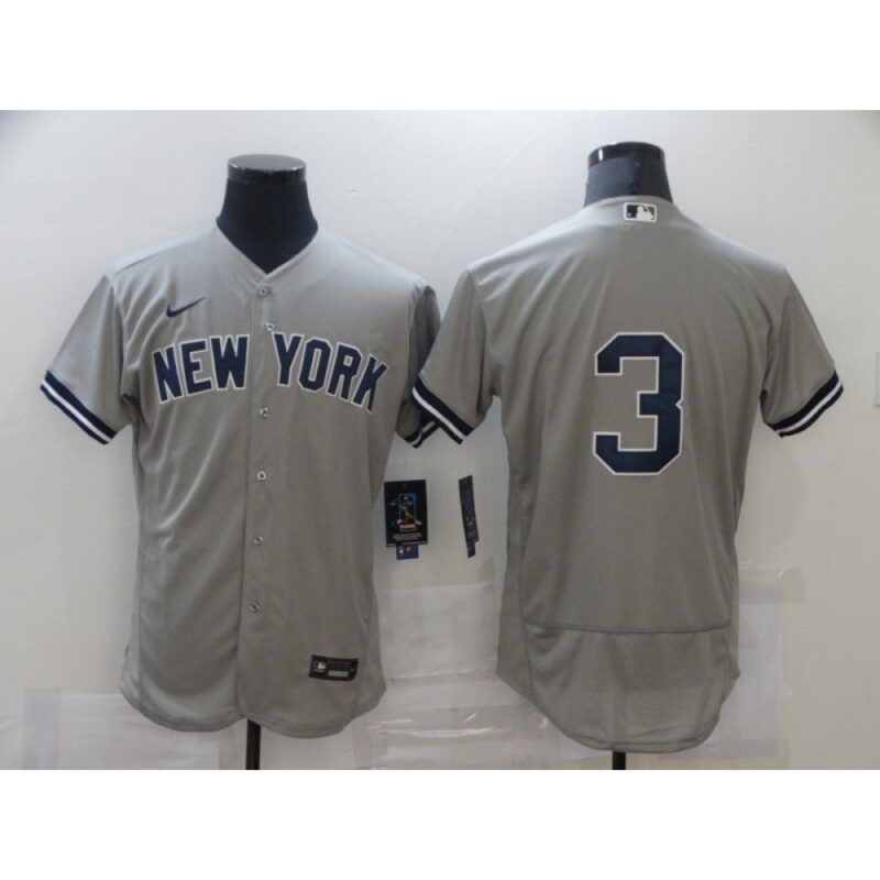6863891437c6a_1 Men's New York Yankees #3 Babe Ruth Grey Flex Base Stitched Jersey