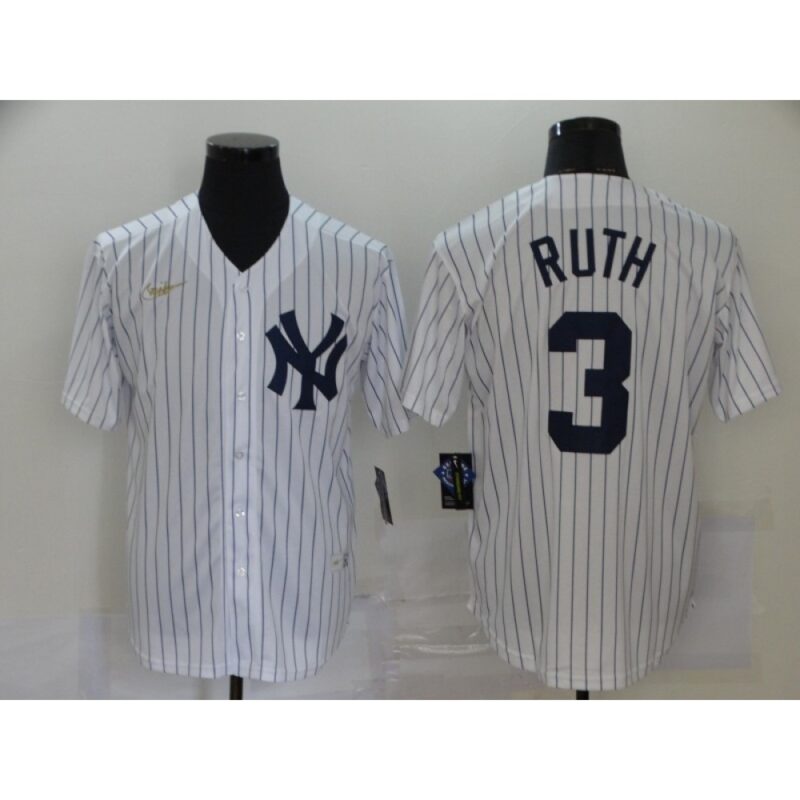 6863892b22dd5_1 Men's New York Yankees #3 Babe Ruth New White Throwback Cool Base Stitched Jersey