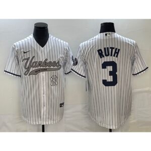 68638931e098c_1 Men's New York Yankees #3 Babe Ruth White With Patch Cool Base Stitched Baseball Jersey