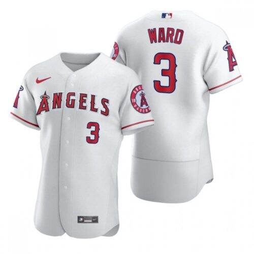 686389b9e811b_1 Men's Los Angeles Angels #3 Waylor Ward White Flex Base Stitched Jersey