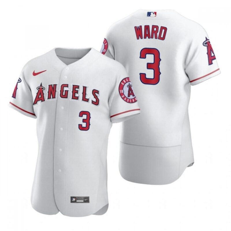 686389b9e811b_1 Men's Los Angeles Angels #3 Waylor Ward White Flex Base Stitched Jersey
