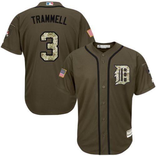 68638a6870b73_1 Tigers #3 Alan Trammell Green Salute to Service Stitched MLB Jersey