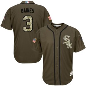 68638ad9c5e30_1 White Sox #3 Harold Baines Green Salute to Service Stitched MLB Jersey