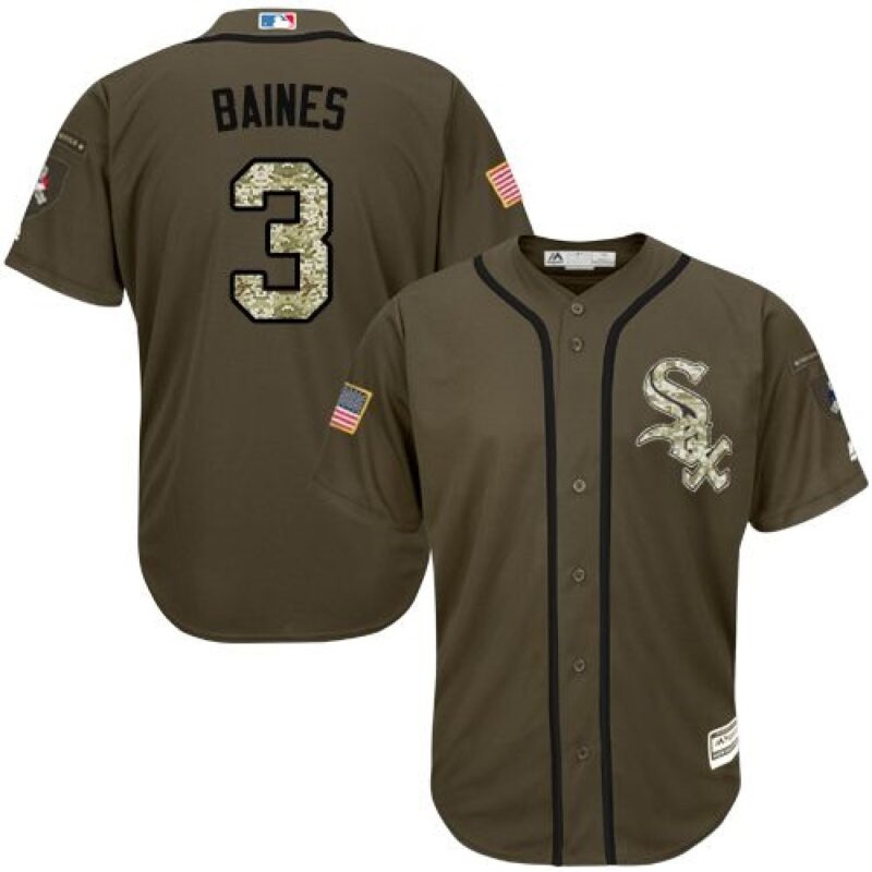 68638ad9c5e30_1 White Sox #3 Harold Baines Green Salute to Service Stitched MLB Jersey