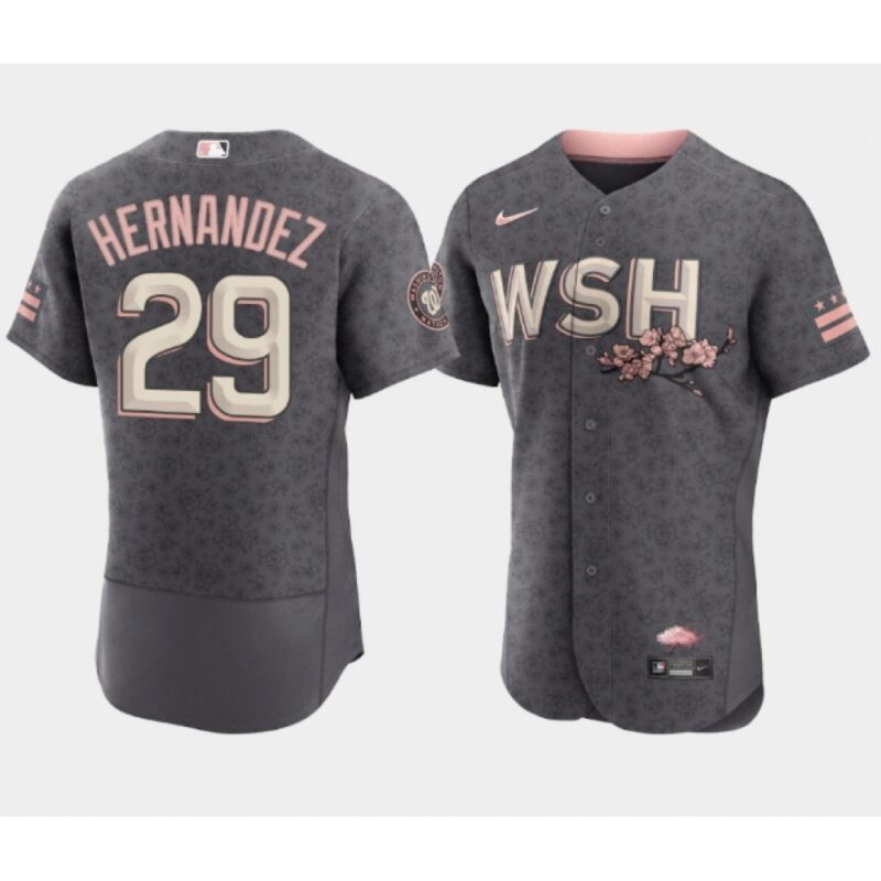 68638b275d461_1 Men's Washington Nationals #29 Yadiel Hernandez 2022 Grey City Connect Cherry Blossom Flex Base Stitched MLB Jersey