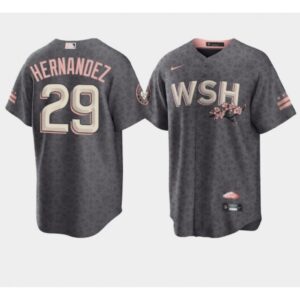 68638b2a9591d_1 Men's Washington Nationals #29 Yadiel Hernandez 2022 Grey City Connect Cherry Blossom Cool Base Stitched Jersey