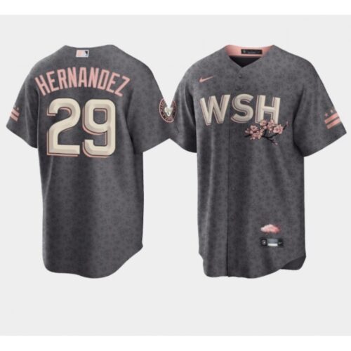 68638b2a9591d_1 Men's Washington Nationals #29 Yadiel Hernandez 2022 Grey City Connect Cherry Blossom Cool Base Stitched Jersey