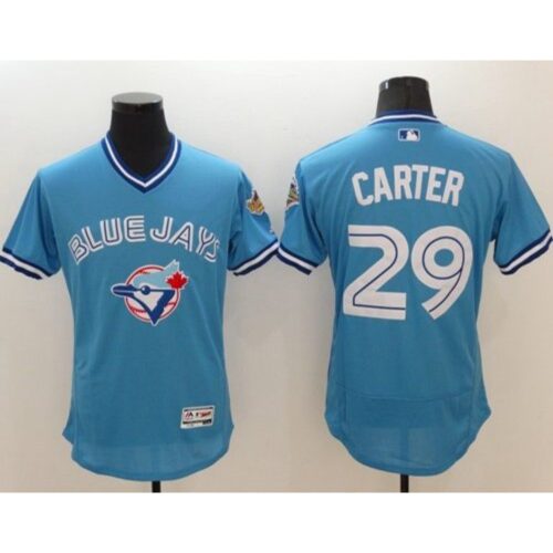 68638b42069cd_1 Blue Jays #29 Joe Carter Light Blue Flexbase Authentic Collection Cooperstown Stitched MLB Jersey