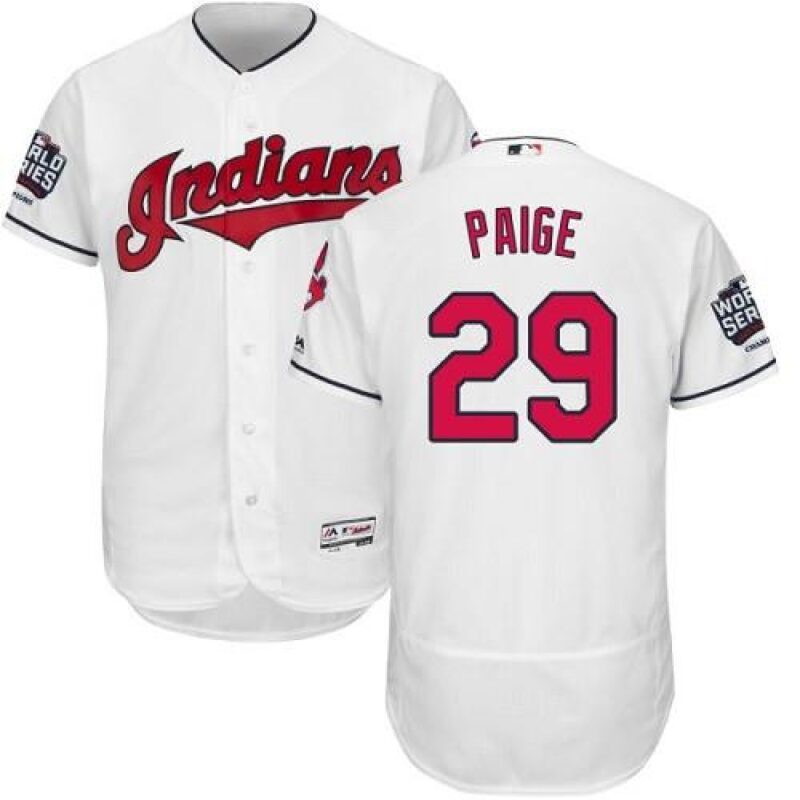 68638b73ac7fb_1 indians #29 Satchel Paige White Flexbase Authentic Collection 2016 World Series Bound Stitched MLB Jersey
