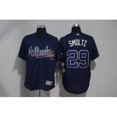 68638b87e1db9_1 Men's Atlanta Braves #29 John Smoltz Navy Flexbase Stitched MLB Jersey