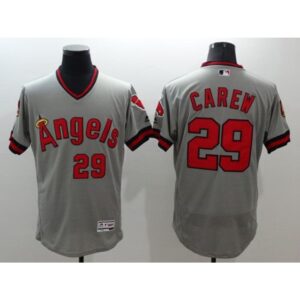 68638bea972f7_1 Angels of Anaheim #29 Rod Carew Grey Flexbase Authentic Collection Cooperstown Stitched MLB Jersey