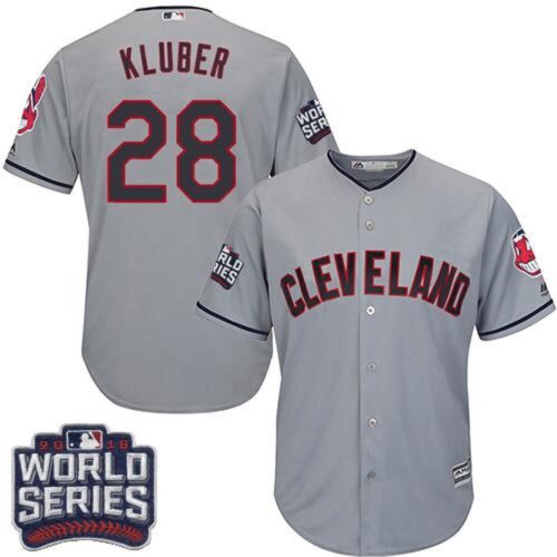 68638c0d51f93_1 indians #28 Corey Kluber Grey Road 2016 World Series Bound Stitched Youth MLB Jersey