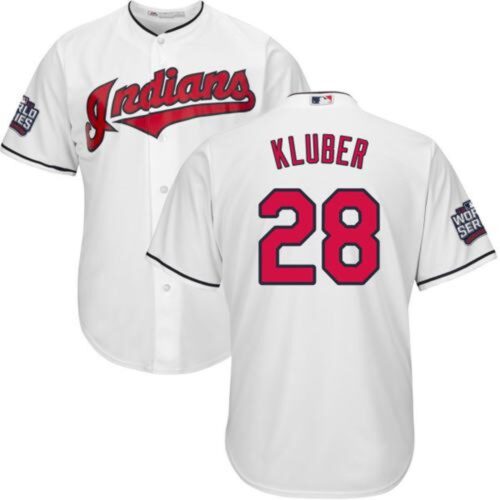 68638c17ac6ff_1 indians #28 Corey Kluber White Home 2016 World Series Bound Stitched Youth MLB Jersey