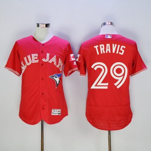 68638c4e34059_1 Blue Jays #29 Devon Travis Red Flexbase Authentic Collection Canada Day Stitched MLB Jersey