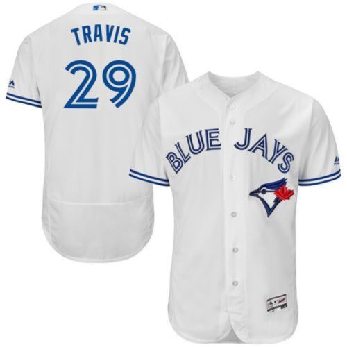 68638c5f6eada_1 Blue Jays #29 Devon Travis White Flexbase Authentic Collection Stitched MLB Jersey