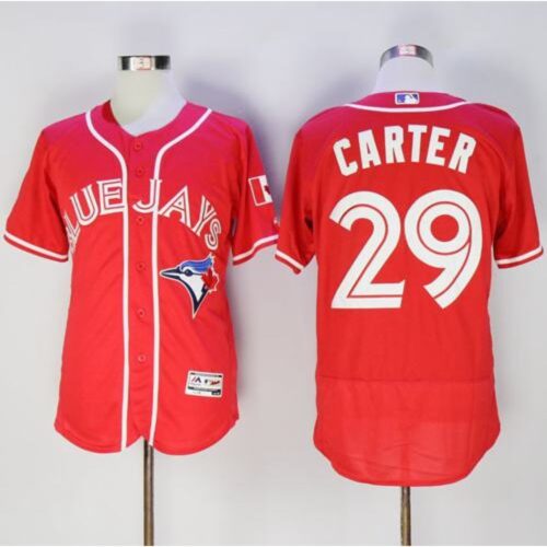 68638c79d58fe_1 Blue Jays #29 Joe Carter Red Flexbase Authentic Collection Canada Day Stitched MLB Jersey