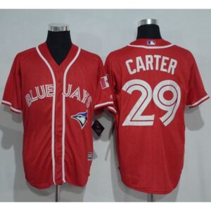 68638c7d5b8c6_1 Blue Jays #29 Joe Carter Red New Cool Base Canada Day Stitched MLB Jersey